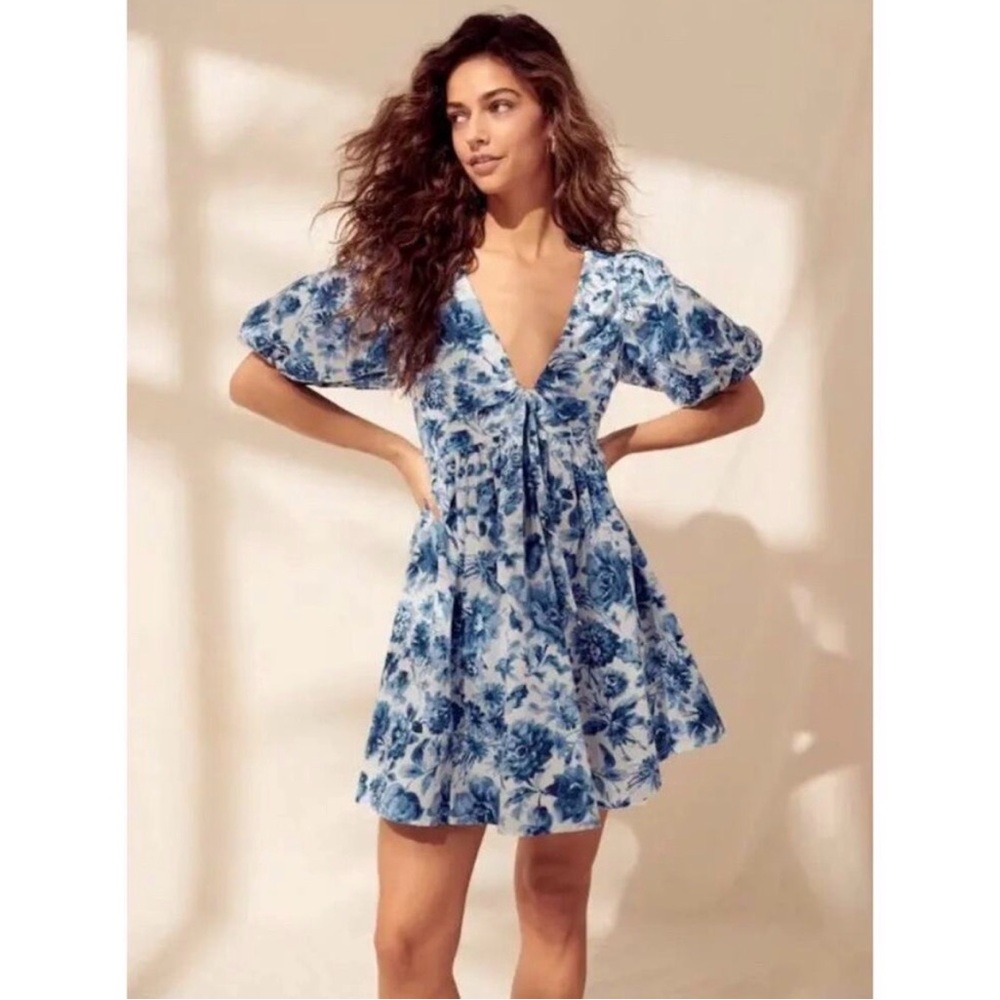 Abercrombie & Fitch Poplin Puff Sleeve Mini Dress